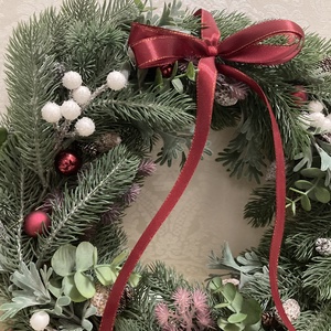 Bordó adventi ajtódísz élethű fenyőből - karácsony - adventi díszek - adventi ajtódísz - Meska.hu