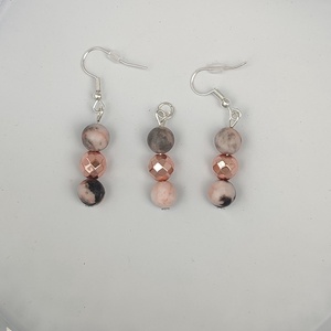 Rose gold hematit fülbevaló és medál zebra jáspissal, Ékszer, Ékszerszett, Ékszerkészítés, MESKA