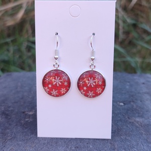 Karácsonyi üveglencsés fülbevaló 18 mm - ékszer - fülbevaló - lógó fülbevaló - Meska.hu