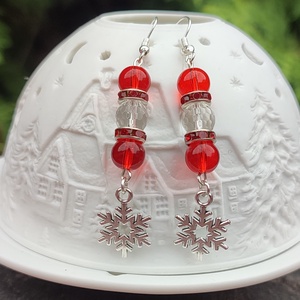 Piros hópihe fülbevaló - ékszer - fülbevaló - lógó fülbevaló - Meska.hu