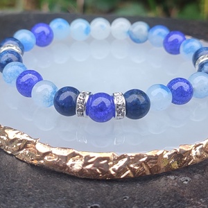 Spiritualitást segítő lapis lazuli női karkötő, Ékszer, Karkötő, Ásványkarkötő, Ékszerkészítés, Gyöngyfűzés, gyöngyhímzés, MESKA