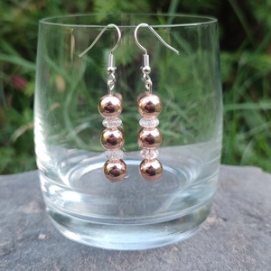 Rosegold hematit ásvány fülbevaló  - ékszer - fülbevaló - lógó fülbevaló - Meska.hu
