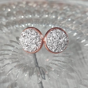 Rosegold ezüst üveglencsés fülbevaló - Meska.hu