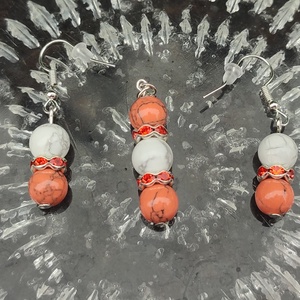 Narancssárga és fehér howlit ékszerszett - ékszer - ékszerszett - Meska.hu