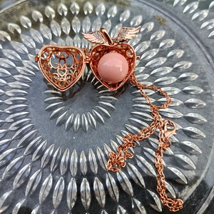 Rózsaszín rosegold angyalhívó nyaklánc - ékszer - nyaklánc - hosszú nyaklánc - Meska.hu