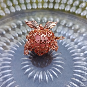 Rózsaszín rosegold angyalhívó nyaklánc - ékszer - nyaklánc - hosszú nyaklánc - Meska.hu