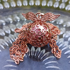Rózsaszín rosegold angyalhívó nyaklánc angyalszárnnyal - ékszer - nyaklánc - hosszú nyaklánc - Meska.hu