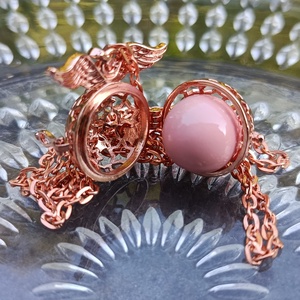 Rózsaszín rosegold angyalhívó nyaklánc angyalszárnnyal - ékszer - nyaklánc - hosszú nyaklánc - Meska.hu
