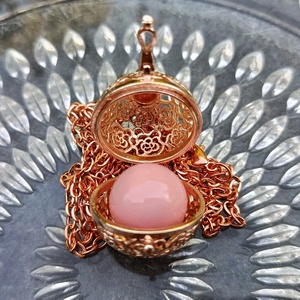 Virágos rosegold angyalhívó nyaklánc - ékszer - nyaklánc - hosszú nyaklánc - Meska.hu