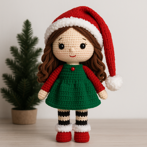 Karácsonyi manó  kézzel horgolt amigurumi figura, 25 cm magas - karácsony - karácsonyi lakásdekoráció - karácsonyi manók, figurák - Meska.hu