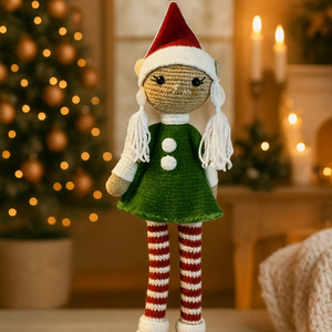 Karácsonyi manófiú vagy lány  kézzel horgolt skandináv dekoráció, 45 cm magas karácsonyi dísz, egyedi ajándék - játék & sport - plüssállat & játékfigura - manó - Meska.hu