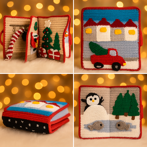 Horgolt karácsonyi mesekönyv  interaktív quiet book gyerekeknek - Crochet Christmas Quiet Book - játék & sport - textilkönyv & babakönyv - Meska.hu