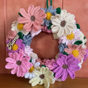  Ajtódísz , kopogtató - tavaszi virágkoszorú - otthon & életmód - dekoráció - ajtó- és ablak dekoráció - ajtódísz & kopogtató - Meska.hu