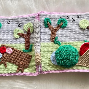 Horgolt húsvéti interaktív könyv nyuszival � fejlesztő játék � azonnal postázható � egyedi darab - baba - mama - baba játékok - textilkönyv & babakönyv - Meska.hu