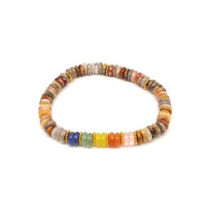 Achát csipke 5 köves korong karkötő köztes díszítéssel 62 mm, Ékszer, Karkötő, Ásványkarkötő, , MESKA