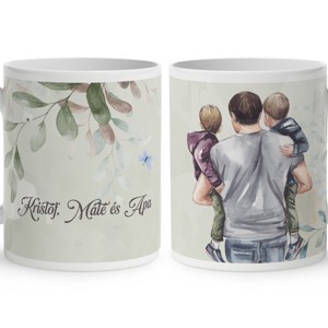 Kérd a neveddel - Apa és és a két fiú mintás bögre, Otthon & Életmód, Konyhafelszerelés, tálalás, Tálalás, Bögre & Csésze, , MESKA