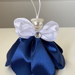 Karácsonyi angyalka királykék selyemszalagból, Karácsony, Karácsonyi lakásdekoráció, Karácsonyi lakásdíszek, Varrás, MESKA