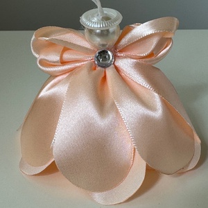 Karácsonyi angyalka barackszínű selyemszalagból, Karácsony, Karácsonyi lakásdekoráció, Karácsonyi lakásdíszek, Varrás, MESKA