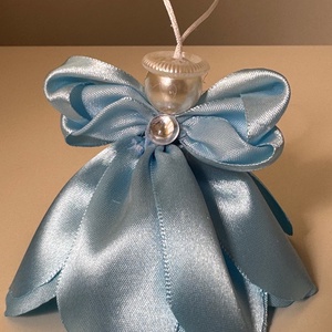 Karácsonyi angyalka babakék selyemszalagból, Karácsony, Karácsonyi lakásdekoráció, Karácsonyi lakásdíszek, Varrás, MESKA