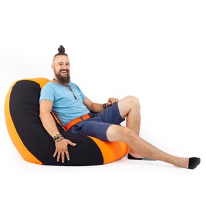Fekete - Narancs Bicolor XXL Babzsákfotel, , , MESKA