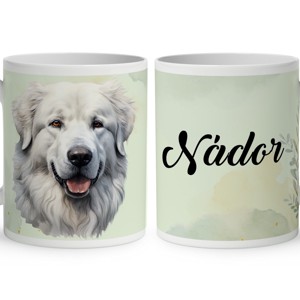 Névvel kérhető - Kuvasz portré mintás bögre, Otthon & Életmód, Konyhafelszerelés, tálalás, Tálalás, Bögre & Csésze, , MESKA