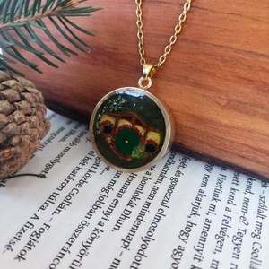 Hobbit, Gyűrük Ura ihlette kézzel készült epoxy gyanta, réz nyaklánc, Ékszer, Nyaklánc, Medálos nyaklánc, Fémmegmunkálás, MESKA