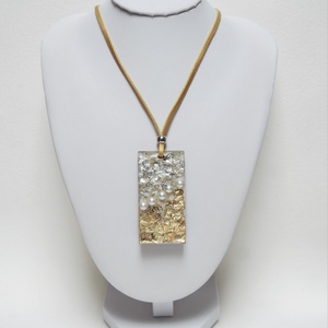 Aranyos- ezüstös  nyaklánc beton medállal, Ékszer, Nyaklánc, Medálos nyaklánc, Ékszerkészítés, MESKA