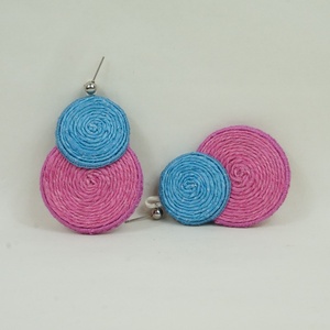 Mályva- világoskék fülbevaló kenderből, Ékszer, Fülbevaló, Lógós kerek fülbevaló, Hímzés, Varrás, MESKA