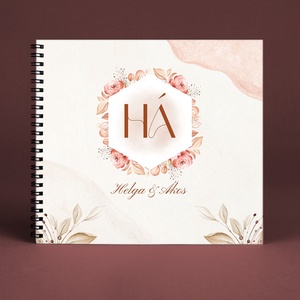 Monogramos névre szóló vendégkönyv / emlékkönyv - egyedi album - esküvői emlék - füzet / napló - 21x19cm  - esküvő - emlék & ajándék - vendégkönyv - Meska.hu