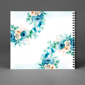 Türkiz virágos greenery névre szóló vendégkönyv / emlékkönyv - egyedi album - esküvői emlék - füzet / napló - 21x19cm  - esküvő - emlék & ajándék - vendégkönyv - Meska.hu