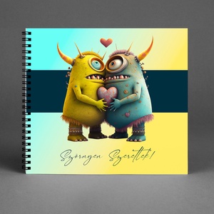 Vicces Szörnyecskés Szerelmes Fotóalbum Fénykép album / Évfordulóra / Valentin napra - 40 lap / 80 oldal - 21x19cm /4-es, Otthon & Lakás, Papír írószer, Album & Fotóalbum, Fotó, grafika, rajz, illusztráció, Könyvkötés, Meska