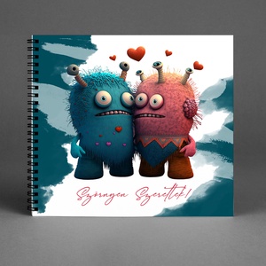 Vicces Szörnyecskés Szerelmes Fotóalbum Fénykép album / Évfordulóra / Valentin napra - 40 lap /80 oldal - 21x19cm /10-es - otthon & életmód - papír, írószer - album & fotóalbum - Meska.hu