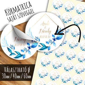Kék-arany leveles design körmatrica - választható méretben! Esküvői köszönőajándék MATRICA - esküvő - emlék & ajándék - köszönőajándék - Meska.hu