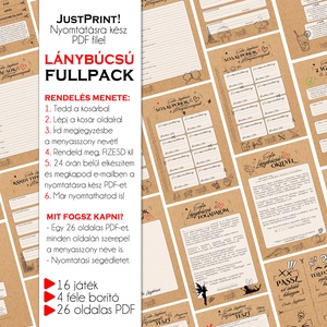 Lánybúcsú FULLPACK feladatgyűjtemény/ 26 oldalas letölthető, nyomtatható PDF/ a menyasszony nevével, ajándék lánybúcsúra - esküvő - lánybúcsú - Meska.hu