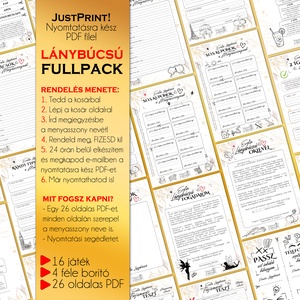 Lánybúcsú FULLPACK feladatgyűjtemény/ 26 oldalas nyomtatható PDF/ a menyasszony nevével, ajándék lánybúcsúra - V3 - esküvő - lánybúcsú - Meska.hu