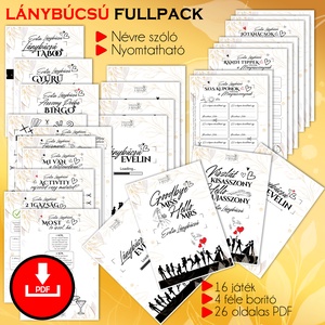 Lánybúcsú FULLPACK feladatgyűjtemény/ 26 oldalas nyomtatható PDF/ a menyasszony nevével, ajándék lánybúcsúra - V3, Esküvő, Lánybúcsú, Fotó, grafika, rajz, illusztráció, MESKA