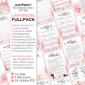 Lánybúcsú FULLPACK feladatgyűjtemény/ 26 oldalas nyomtatható PDF/ a menyasszony nevével, ajándék lánybúcsúra - V2 - esküvő - lánybúcsú - Meska.hu