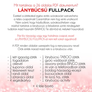 Lánybúcsú FULLPACK feladatgyűjtemény/ 26 oldalas nyomtatható PDF/ a menyasszony nevével, ajándék lánybúcsúra - V2 - esküvő - lánybúcsú - Meska.hu