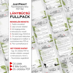 Lánybúcsú FULLPACK feladatgyűjtemény/ 26 oldalas nyomtatható PDF/ a menyasszony nevével, ajándék lánybúcsúra - pálmás - esküvő - lánybúcsú - Meska.hu