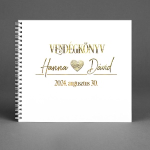 Minimal Vendégkönyv arany hatású felirattal 2. -  emlékkönyv - egyedi album - esküvői emlék - füzet / napló, Otthon & Életmód, Papír, írószer, Album & Fotóalbum, Fotó, grafika, rajz, illusztráció, Könyvkötés, MESKA