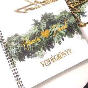 Pálmaleveles aranyozott Greenery vendégkönyv / emlékkönyv - egyedi album - esküvői emlék - füzet / napló - Meska.hu