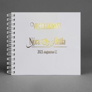 Minimal aranyozott Vendégkönyv metál fóliás felirattal 1 -  emlékkönyv - egyedi album - esküvői emlék - füzet / napló, Otthon & Életmód, Papír, írószer, Album & Fotóalbum, Fotó, grafika, rajz, illusztráció, Könyvkötés, MESKA