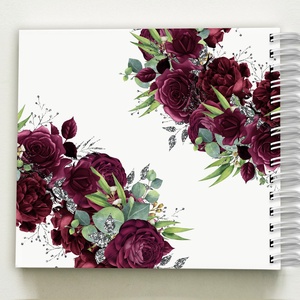 Romantikus bordó rózsás vendégkönyv / emlékkönyv - egyedi album - esküvői emlék - füzet / napló - 21x19cm  - otthon & életmód - papír, írószer - album & fotóalbum - Meska.hu