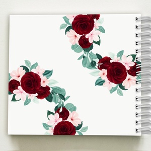 Romantikus bordó rózsás leveles vendégkönyv / emlékkönyv - egyedi album - esküvői emlék - füzet / napló - 21x19cm  - otthon & életmód - papír, írószer - album & fotóalbum - Meska.hu