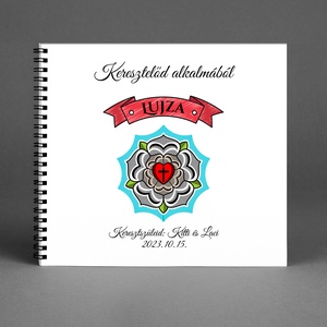 Egyedi borítós emlékkönyv - egyedi album - Evangélikus Egyház keresztelőre / Luther-rózsa - 21x19cm  - otthon & életmód - papír, írószer - album & fotóalbum - Meska.hu