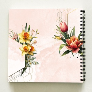 Névre szóló Nárcisz-tulipán hexagon mintás vendégkönyv - egyedi fényképalbum - esküvői emlék - füzet / napló - 21x19cm  - esküvő - emlék & ajándék - album & fotóalbum - Meska.hu
