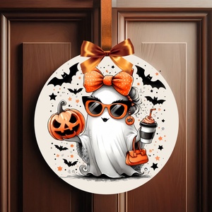 Halloween ajtódísz cuki vicces szellemes / tökös / denevéres beltéri ajtó kopogtató Ø=20cm , Otthon & Életmód, Dekoráció, Halloween, Halloweeni ajtódíszek és ablakdíszek, Fotó, grafika, rajz, illusztráció, MESKA