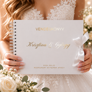 Aranyozott esküvői vendégkönyv / fotóalbum, fehér-arany egyedi luxus album / névre szóló emlékkönyv - választható méret - Meska.hu