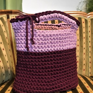 Horgolt táska, zsinórfonalból készült, közepes méret - táska & tok - kézitáska & válltáska - kézitáska - Meska.hu