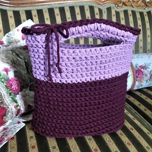 Horgolt táska, zsinórfonalból készült, közepes méret - táska & tok - kézitáska & válltáska - kézitáska - Meska.hu